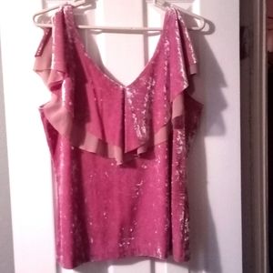 WHBM  Pink crushed velvet top